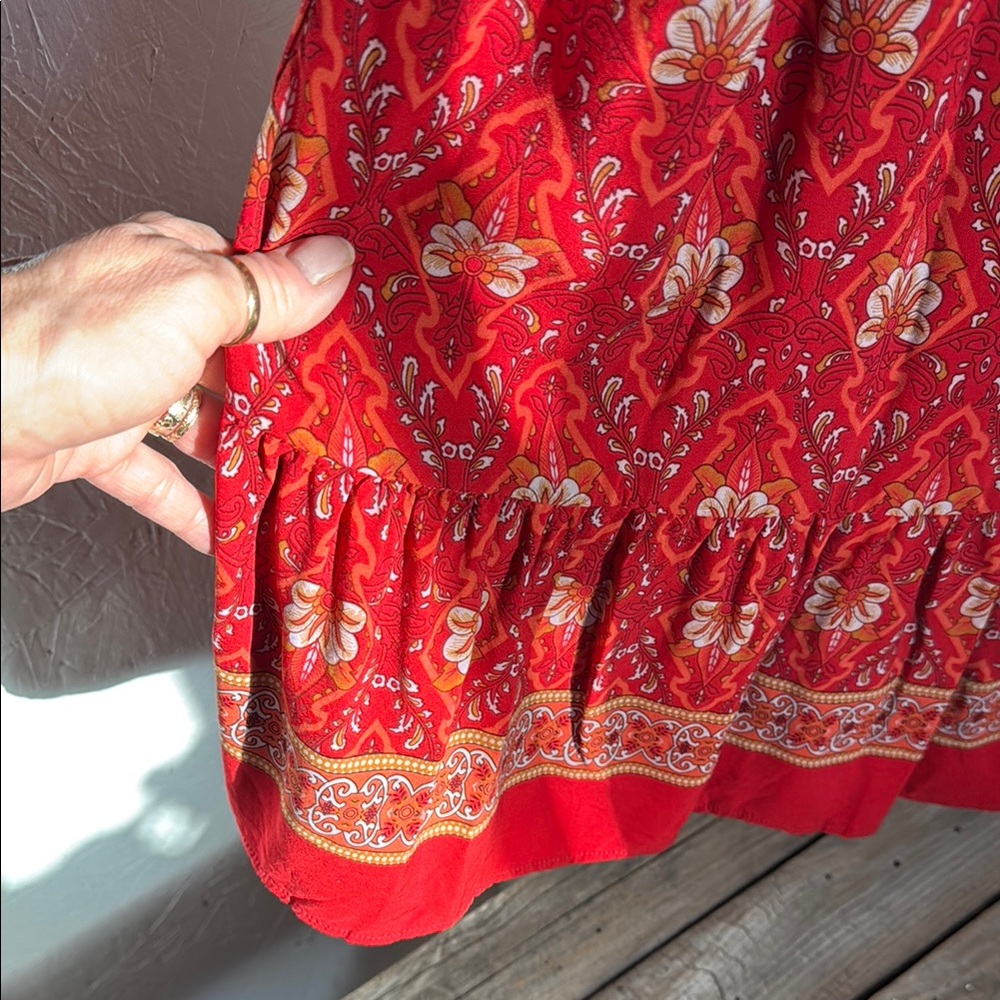Red Sleeveless Spaghetti Strap Sundress - Picture 2 of 11